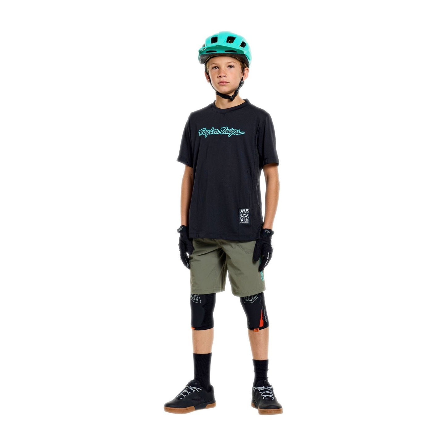 TROY LEE DESIGNS SKYLINE RIDE SIGNATURE Junior Lyhythihainen pelipaita Musta/Turkoosi