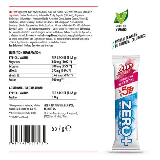 HIGH 5 ZERO+ Creatine HYDRATING STICK (11.5g) Red Fruits (punaiset hedelmät)