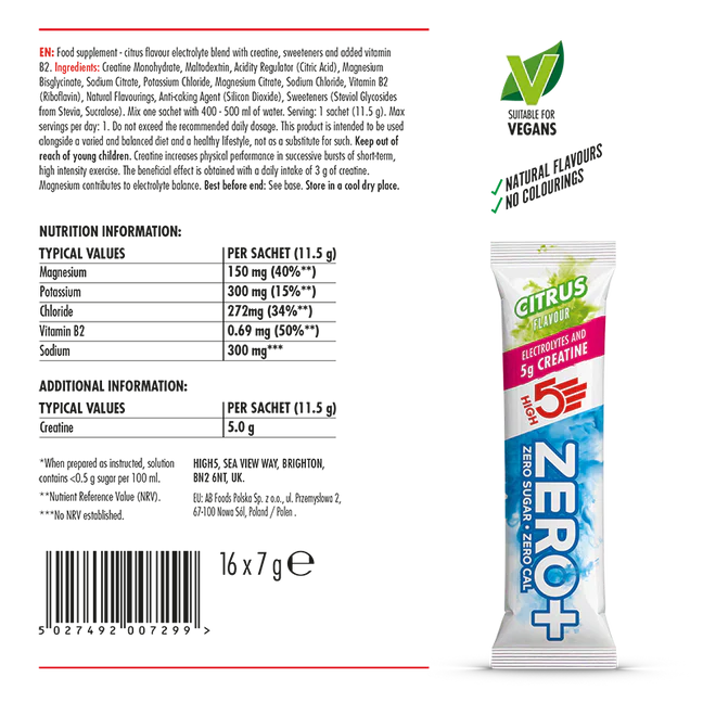 HIGH 5 ZERO+ Creatine HYDRATING STICK (11.5g) Sitruuna