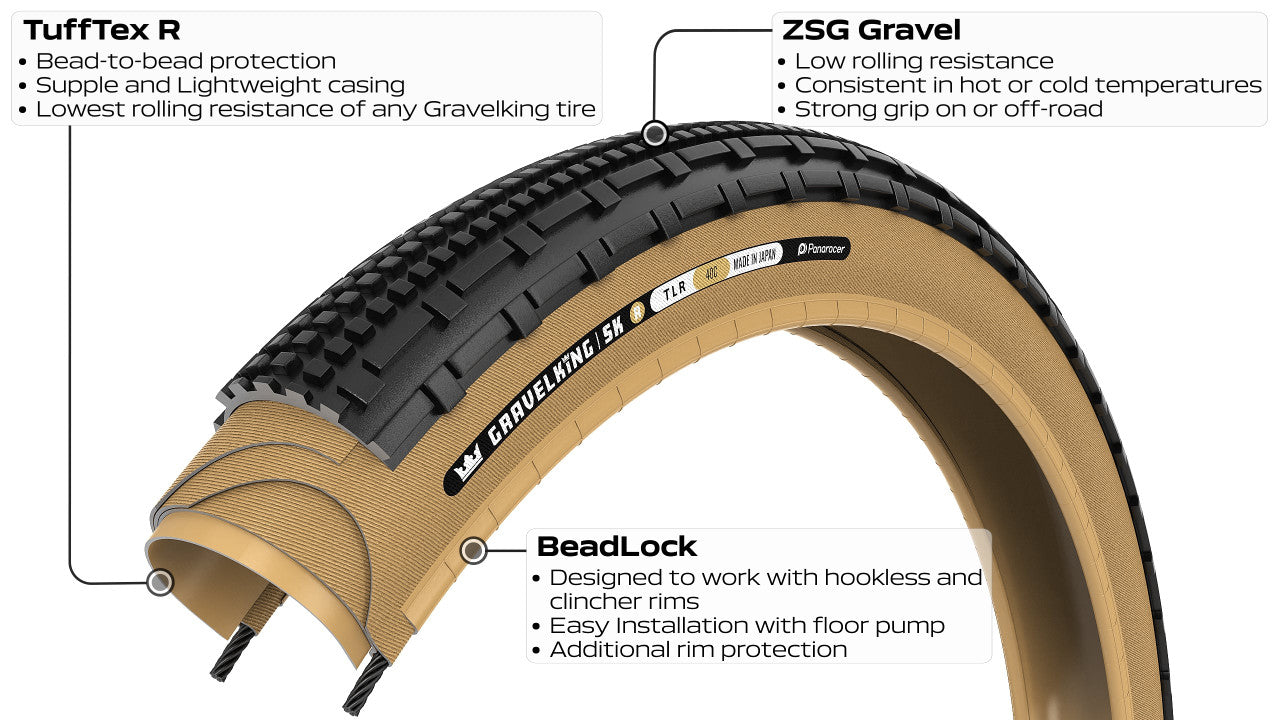 PANARACER GRAVELKING SK R TLR 700x35c Tubeless Ready Beige rengas