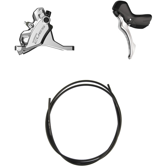 Vasen vipu ja etujarrusatula SHIMANO CUES U6030 Mono Flatmount ilman jarrulevyä – Polish Silver -erikoispainos