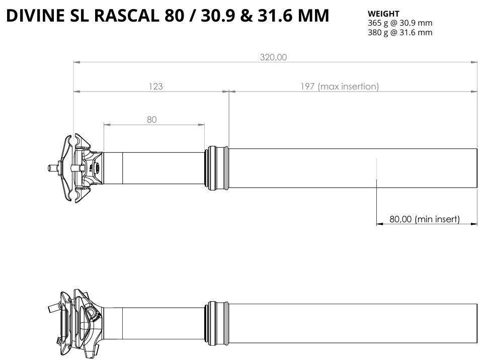 BIKEYOKE DIVINE SL RASCAL teleskooppinen istuinpylväs