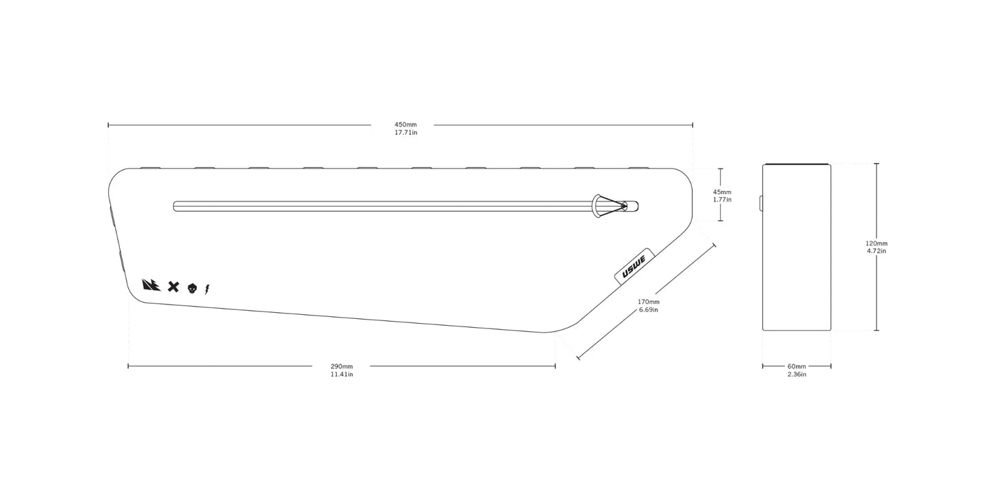 USWE FRAME TUBE LARGE 3,4 l -pyörälaukku, musta