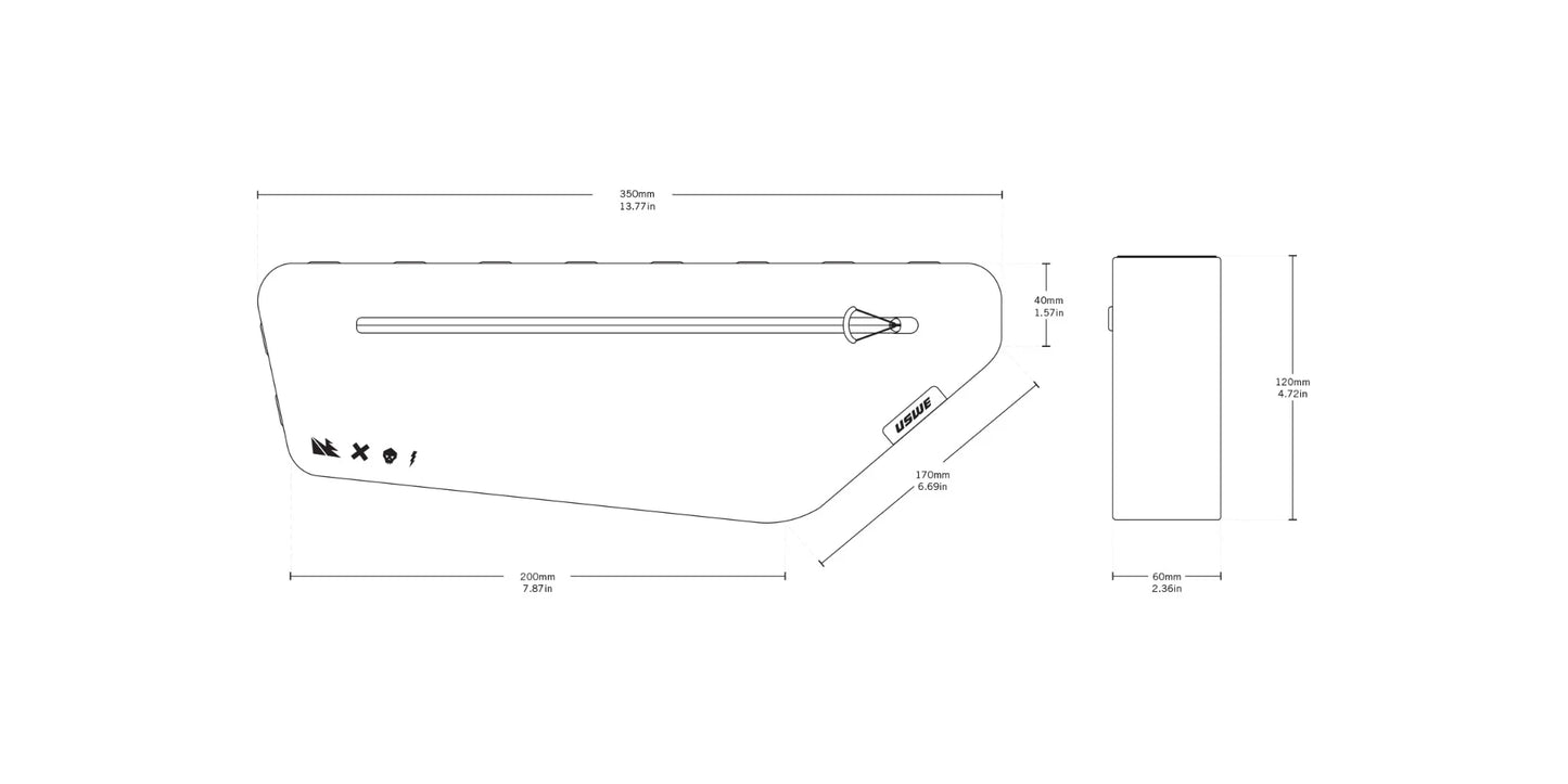 USWE FRAME TUBE SMALL 2,6 l -runko-laukku, musta