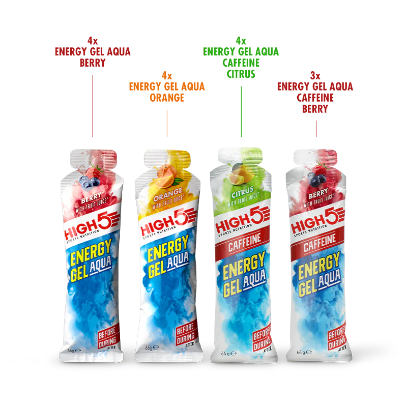 Pakkaus HIGH5 ENERGY GEL Aqua (15x 66g) Mix Makuja