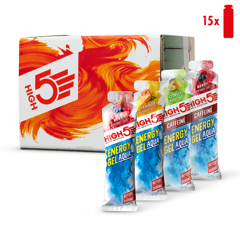 Pakkaus HIGH5 ENERGY GEL Aqua (15x 66g) Mix Makuja