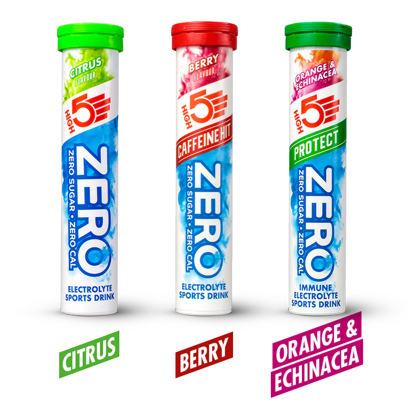 High5 ZERO VARIETY PACK Anticramp Drink (3 x 20 tabletin putki) Red Fruits Kofeiini / Sitruuna / Oranssi