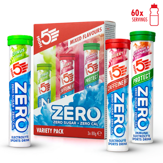 High5 ZERO VARIETY PACK Anticramp Drink (3 x 20 tabletin putki) Red Fruits Kofeiini / Sitruuna / Oranssi