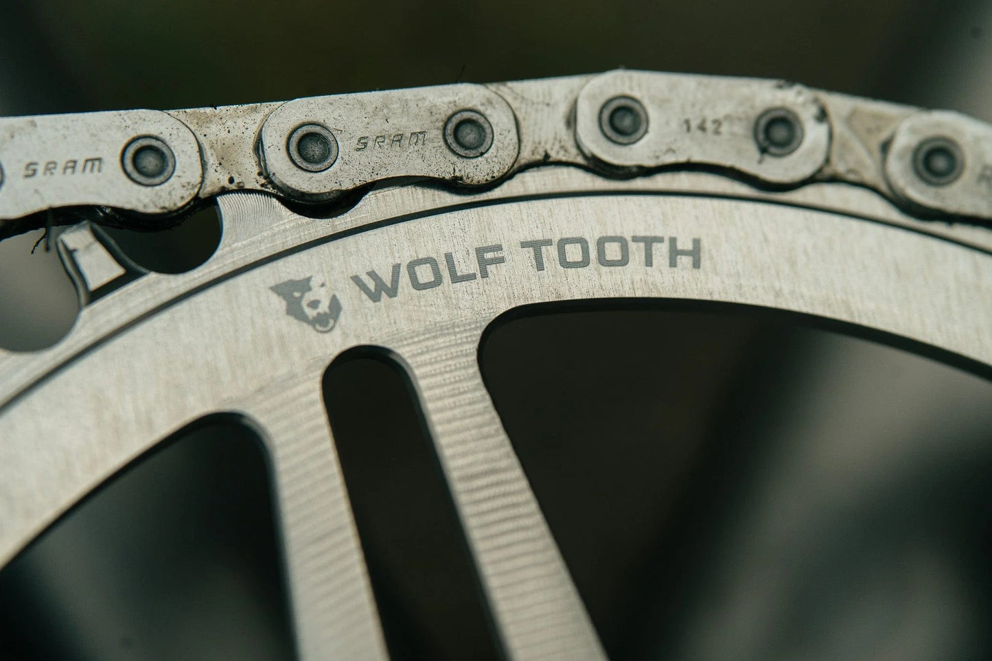 WOLF TOOTH BOOST Direct Mount SRAM Raw Silver Mono -ketjupyörä suoraan asennettuna