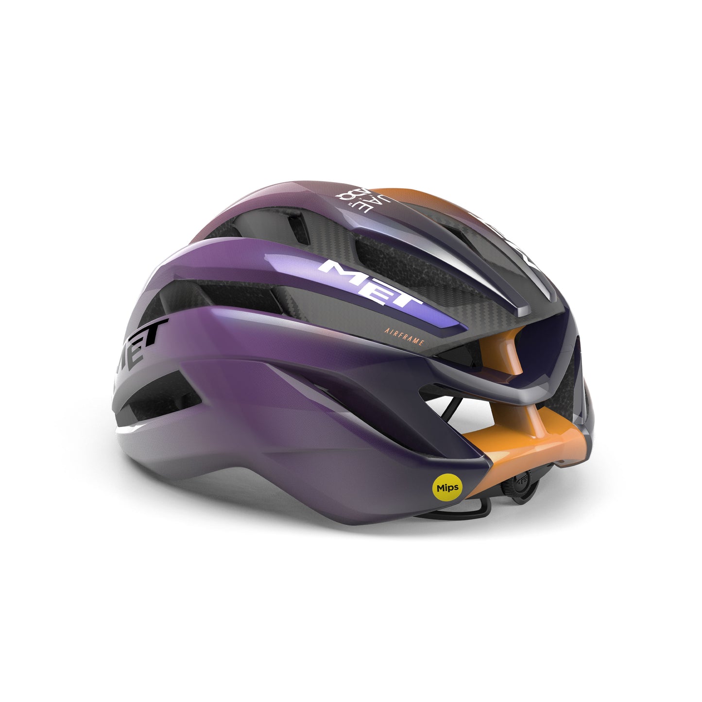 MET TRENTA 3K CARBON UAE TEAM ADQ 2026 Violetti/oranssi kypärä