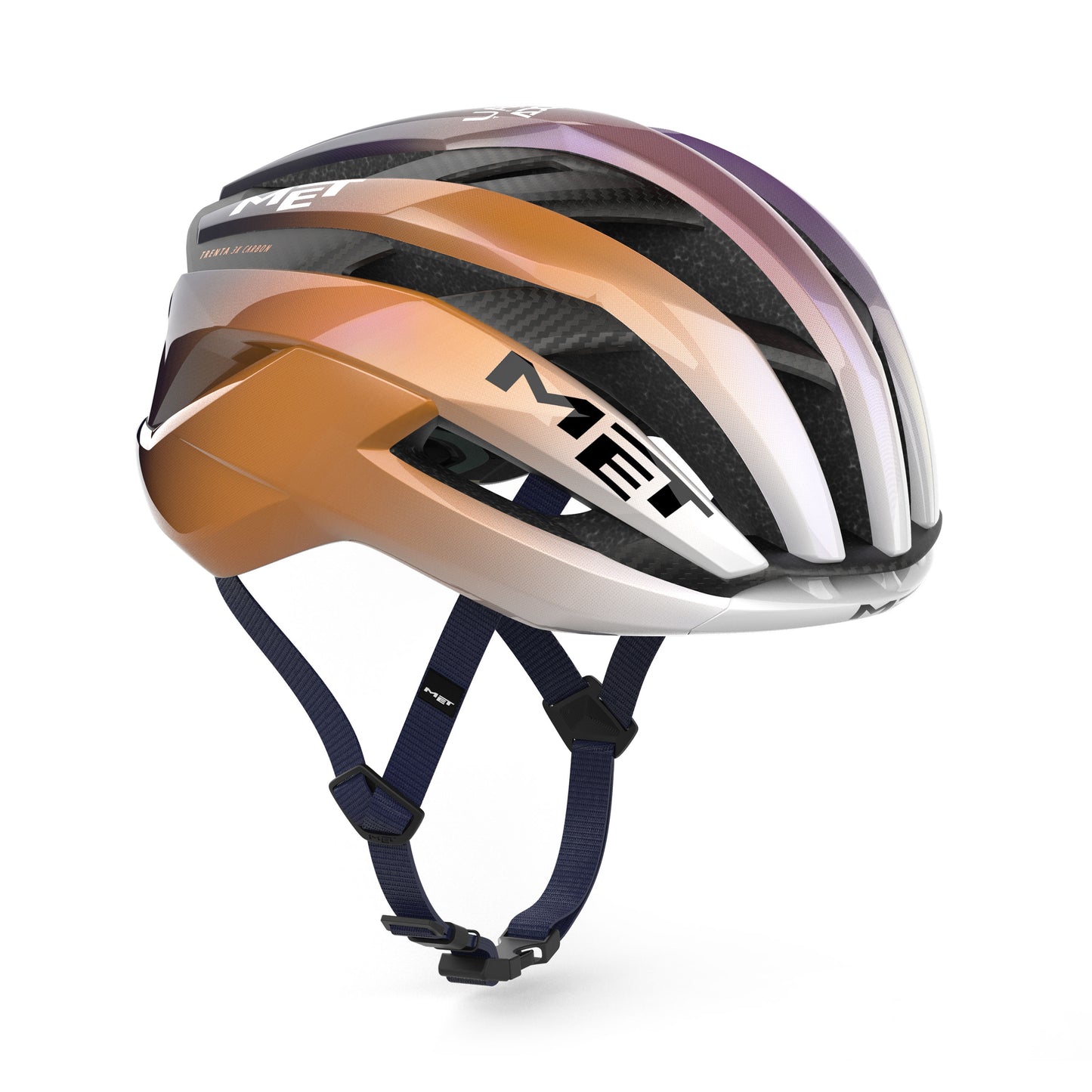 MET TRENTA 3K CARBON UAE TEAM ADQ 2026 Violetti/oranssi kypärä