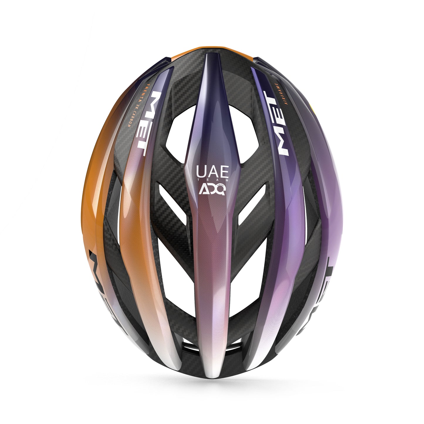 MET TRENTA 3K CARBON UAE TEAM ADQ 2026 Violetti/oranssi kypärä