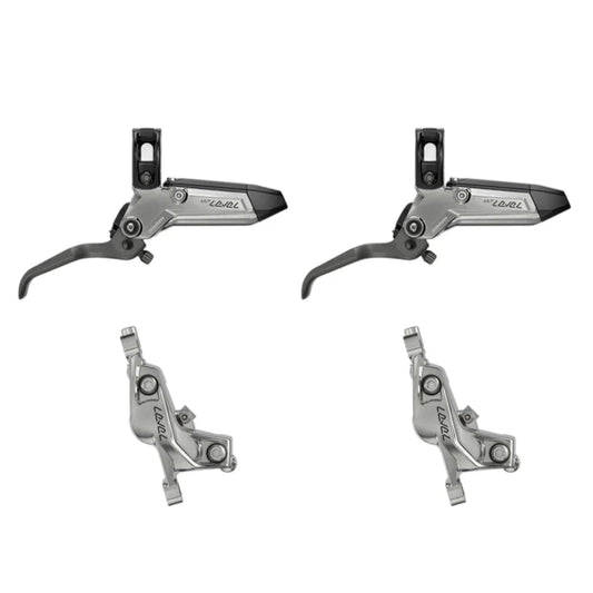 Pari SRAM LEVEL ULTIMATE STEALTH 4-mäntäisiä Silver-jarruja.