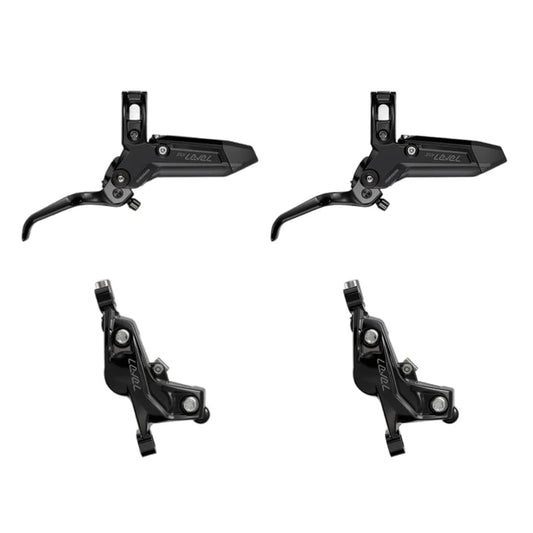 Pari SRAM LEVEL SILVER STEALTH 4-mäntäisiä jarruja Musta