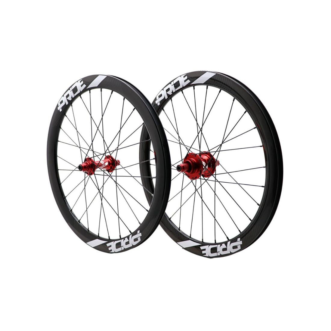 PRIDE 20" (451mm) Hiilikuitu Gravity Gloss Disc Pride Control V1 Akselit 10/10mm Punainen Pyöräpari