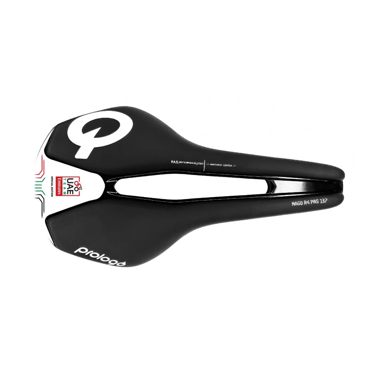 PROLOGO NAGO R4 PAS 137mm Satula Nack Rails Musta/Valkoinen UAE