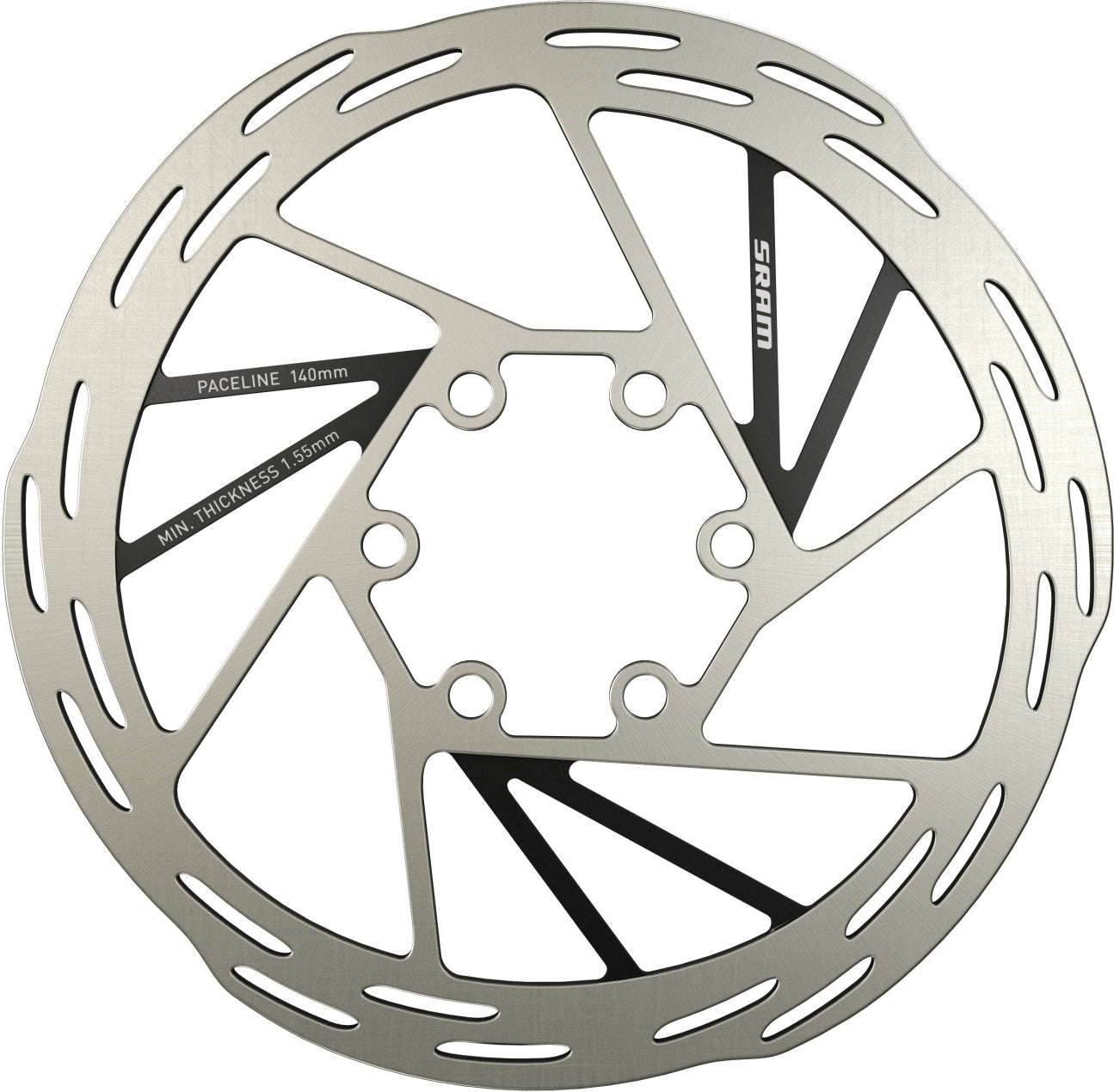 SRAM PACELINE -vanteenlevy, 6 reikää, hopea/musta