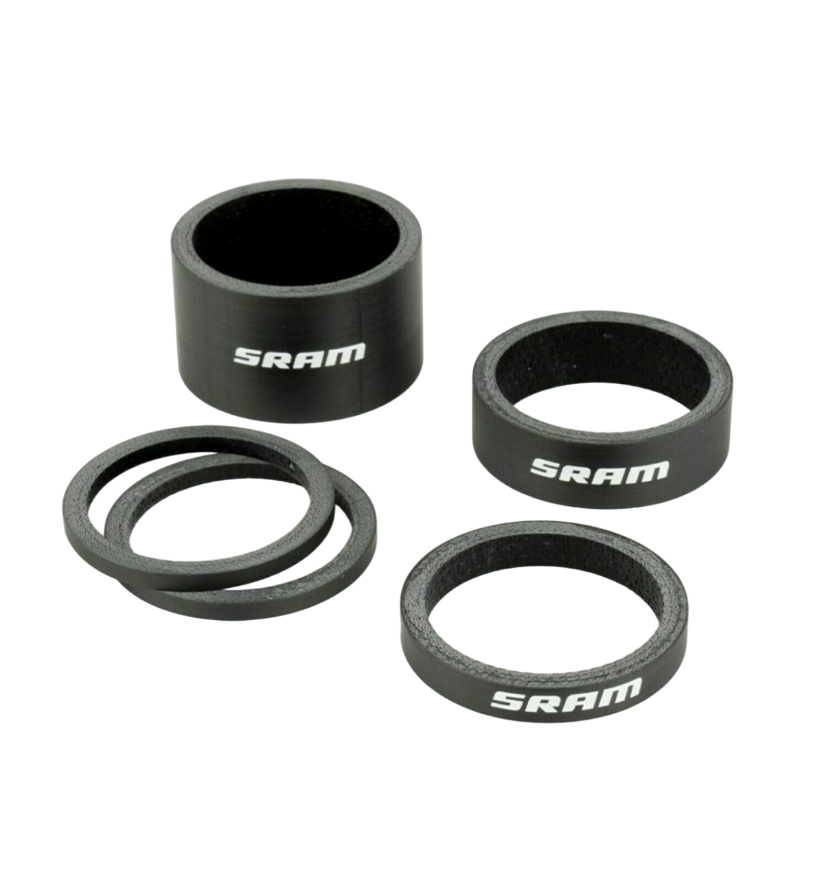 SRAM Carbon Logo Headset Spacers White (2.5mm x2, 5mm x1, 10mm x1, 20mm x1)