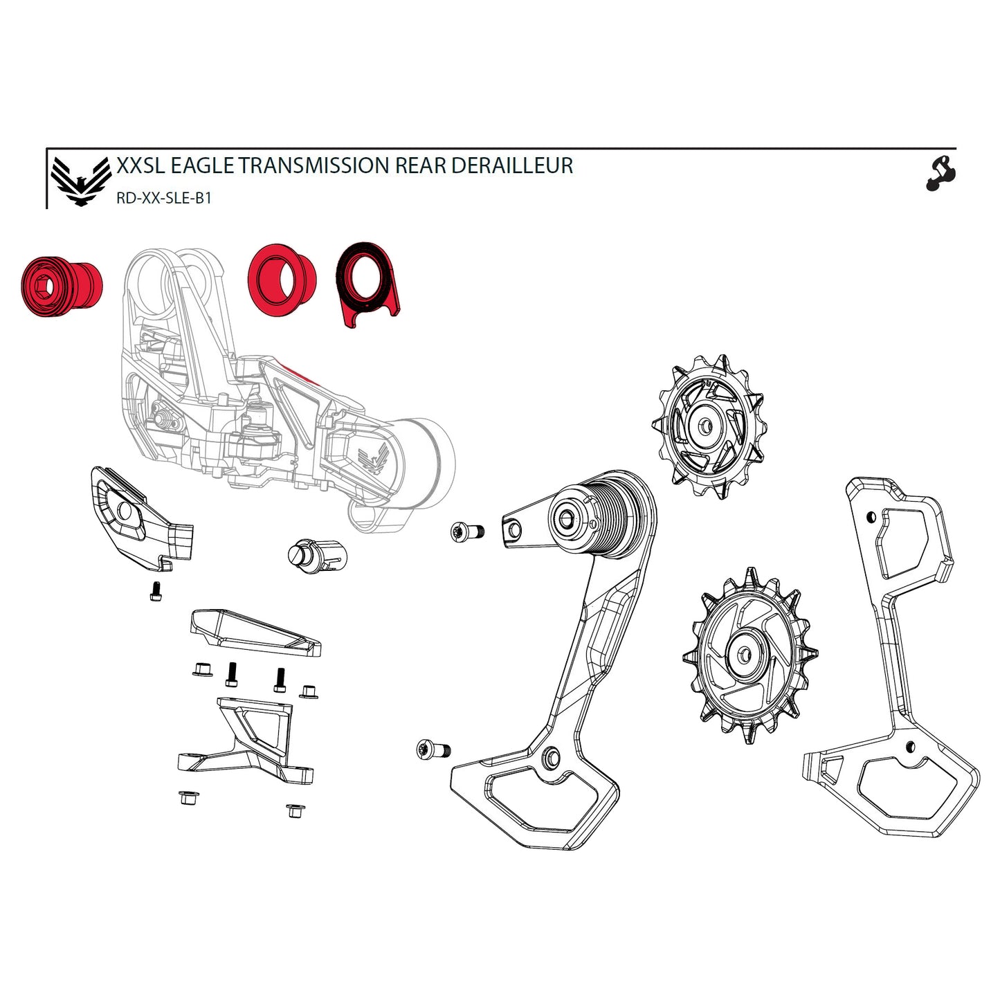 SRAM XX-SL T-TYPE EAGLE AXS -vaihtajan kiinnitysruuvisarja